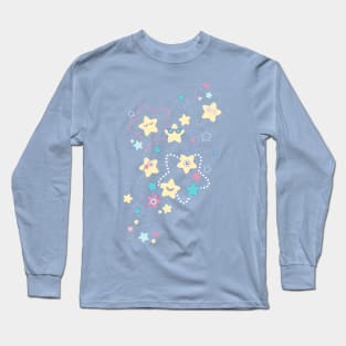 Cute Crazy Pastel Night Stars Long Sleeve T-Shirt